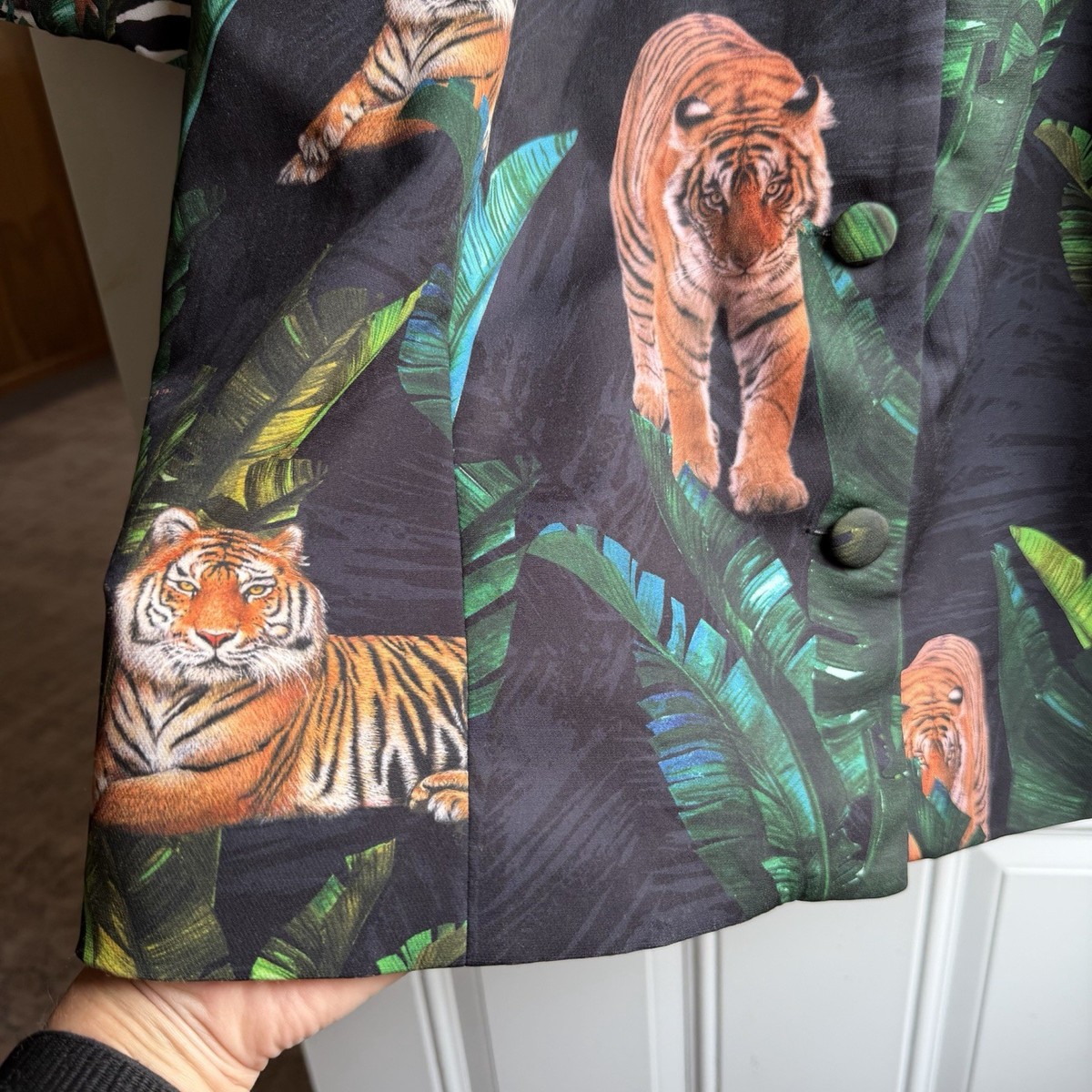 Blazer Dress In Tropical Silk Abstract Tiger Print 3X L’atiste By Amy - Blake View 6