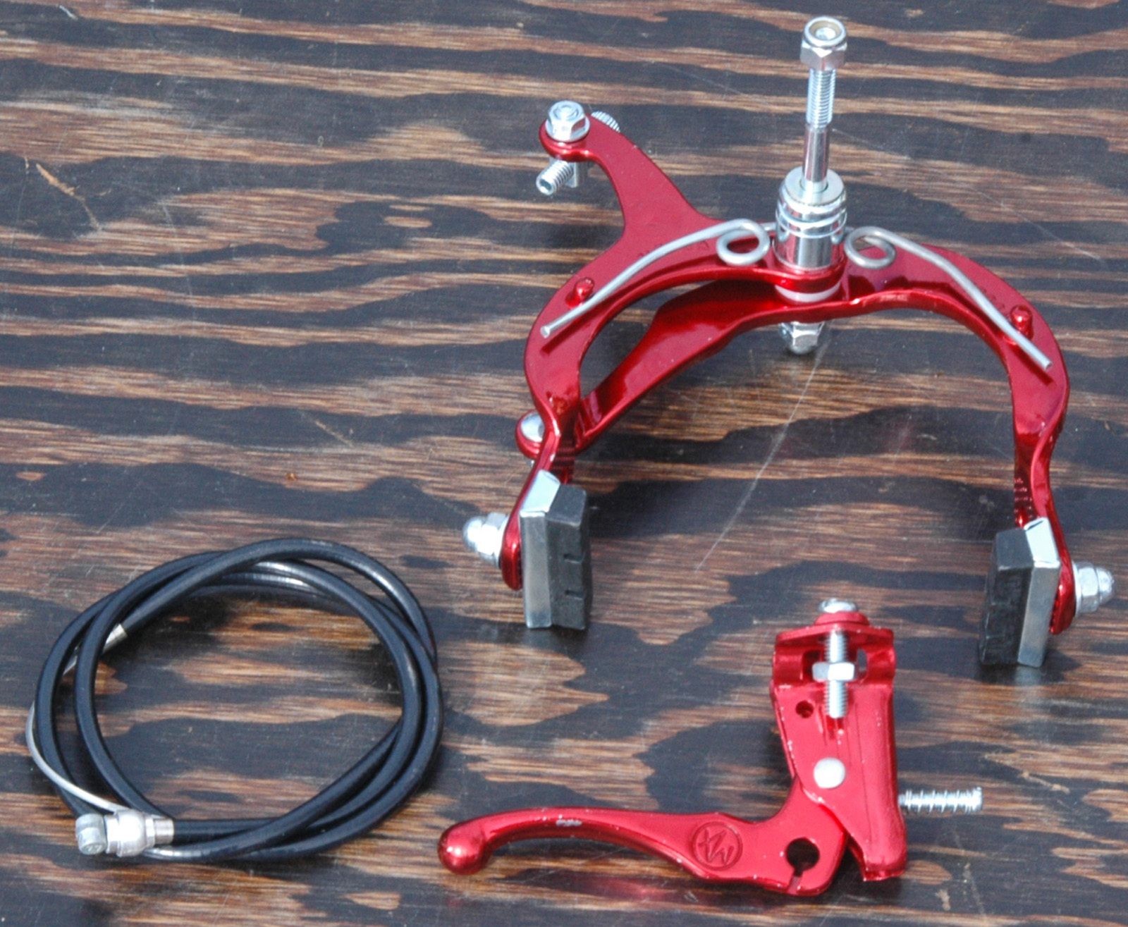 Red Old School BMX Bike MX Front Brake Lever Cable Caliper VintageCruiserBicycle