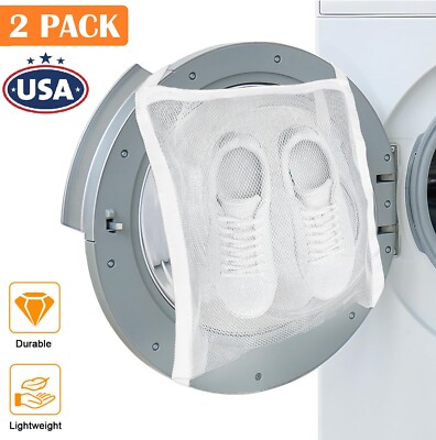 3× Sneaker Wash Dry Large Net Bag Dryer Mesh Zipper and Strap Laundry Bags USA