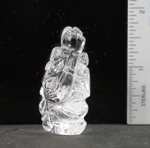 Himalayan Clear Quartz Carved GANESHA (#16) 1.7" Tall - Weighs 23.4 grams - Picture 2 of 3