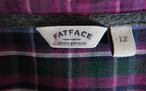 Fat Face Blouse Size 12 Amethyst Green Check Flannel Pocket 3/4 Roll Tab Sleeves - Picture 12 of 13