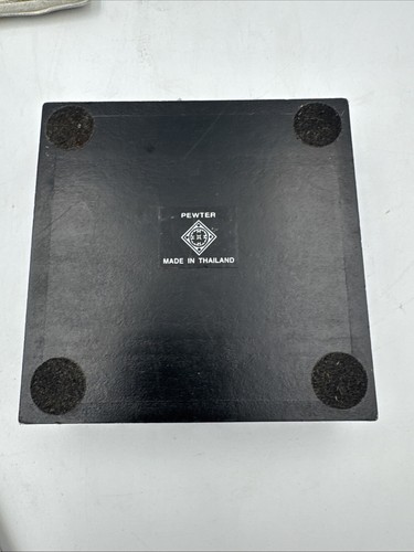 Vtg Pewter Playing Card Drink Coasters Engraved “I Love You” 3.5” Square W Case - Picture 7 of 8