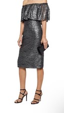 SALE-NWT $800 MIKAEL AGHAL Lace Sheath Dress US 6/S Lame Off Shoulder