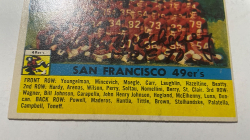 Hugh McElhenney 1956 Topps #26 Signed Autographed card SF 49ers team card Dec. - Picture 4 of 6
