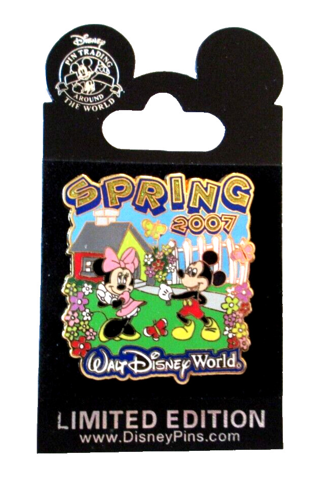 WDW SPRING 2007 PIN - MICKEY BRINGS MINNIE A BOUQUET OF FLOWER- LE 1000 - #53332