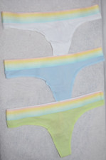 3 New Victoria's Secret Rainbow Waistband Thong Panties Lot S Small