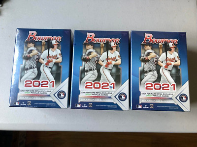2021 Bowman Blaser Box LOT sealed THREE (3) Box Lot (216 CARDS TOTAL) Topps Rare
