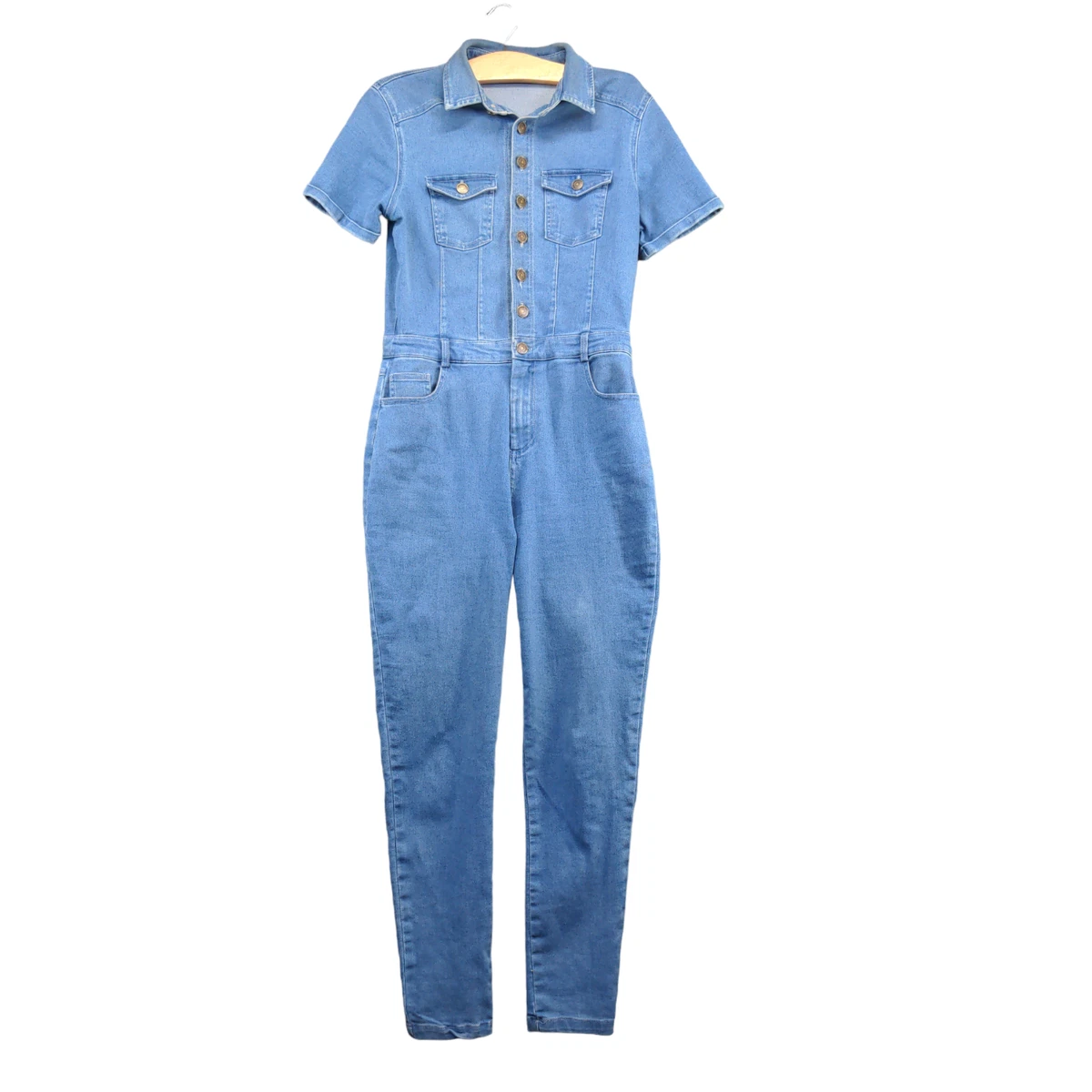 Cotton Linen Twill Short Sleeve Coverall Jumpsuit