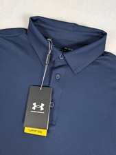 Under Armour Golf Polo Shirt Mens Medium Solid Navy Blue Performance w/Logo NWT