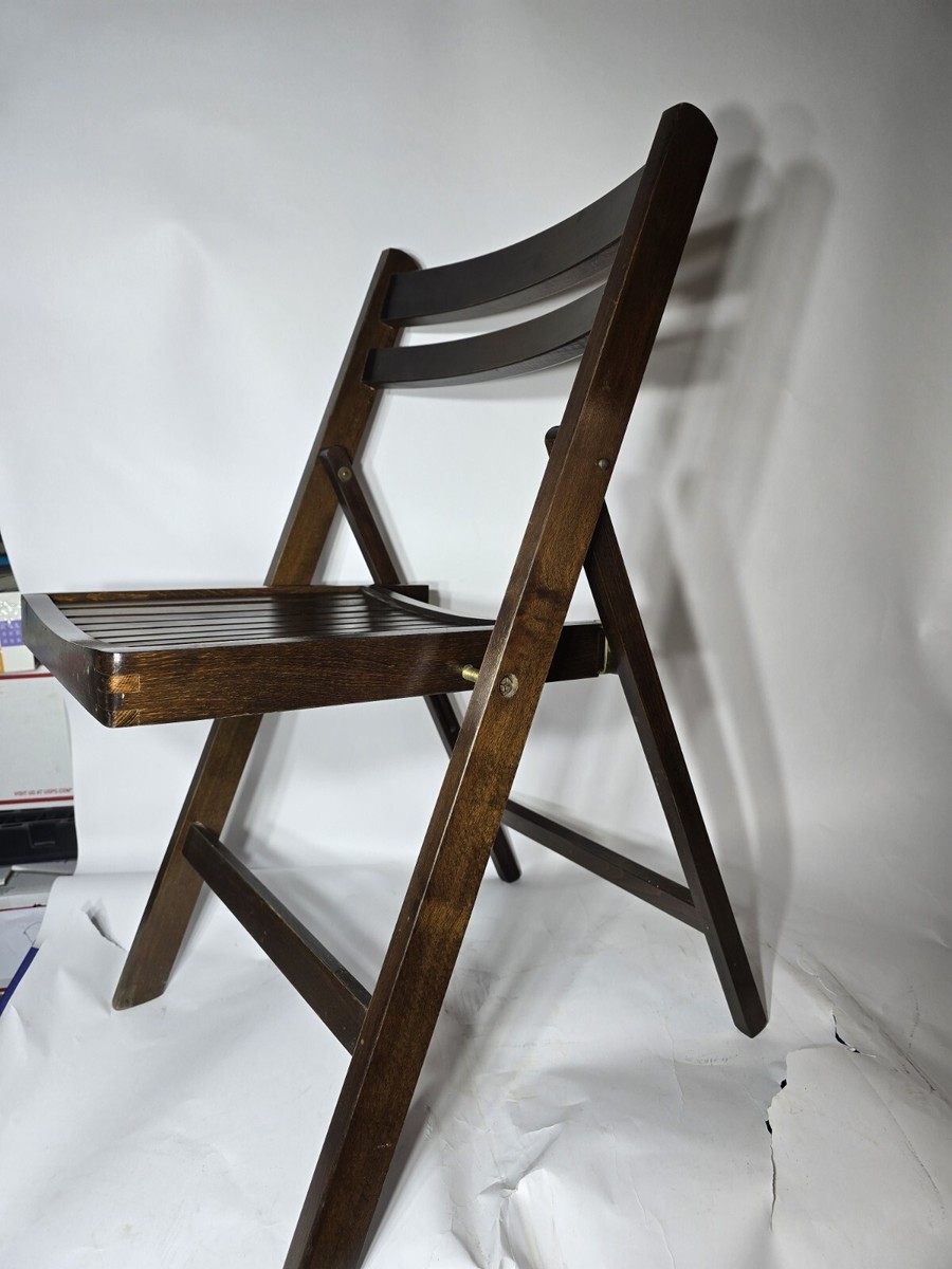 Vintage Mid-Century ROMANIAN Wooden Slatted Folding Trieste Chairs