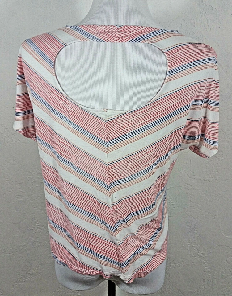 Camisa Kirra Mujer Top Grande Rayas Chevron Espalda Abierta Manga Corta Multicolor Foto 3 de 4