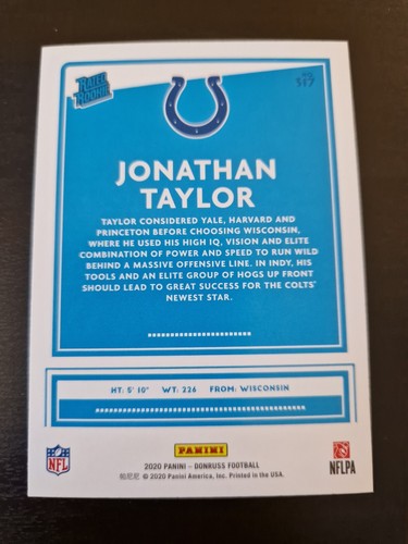 Jonathan Taylor 2020 Donruss Football Rated Rookie Card Yellow Press Proof NFL - Bild 2 von 2