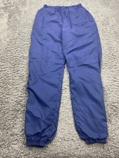Vtg Nike Track Pants Women Small Navy Blue Baggy Windbreaker Taper Jogger 90s