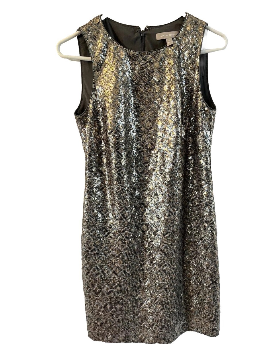 Banana Republic Sequin Dress, Gold and Silver Pattern Size 0 | eBay