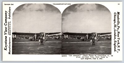 All Aboard! Giant Plane at Columbus, Ohio. First air-rail trip new York to L.A. 