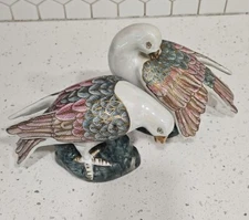 2 1950s Porcelain Dove 7" WBI China Pastel Figure Bird World Banking Institute 