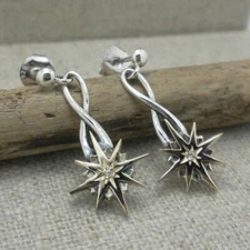 Sterling Silver CELTIC Compass EARRINGS with White Sapphires Keith Jack Boxed