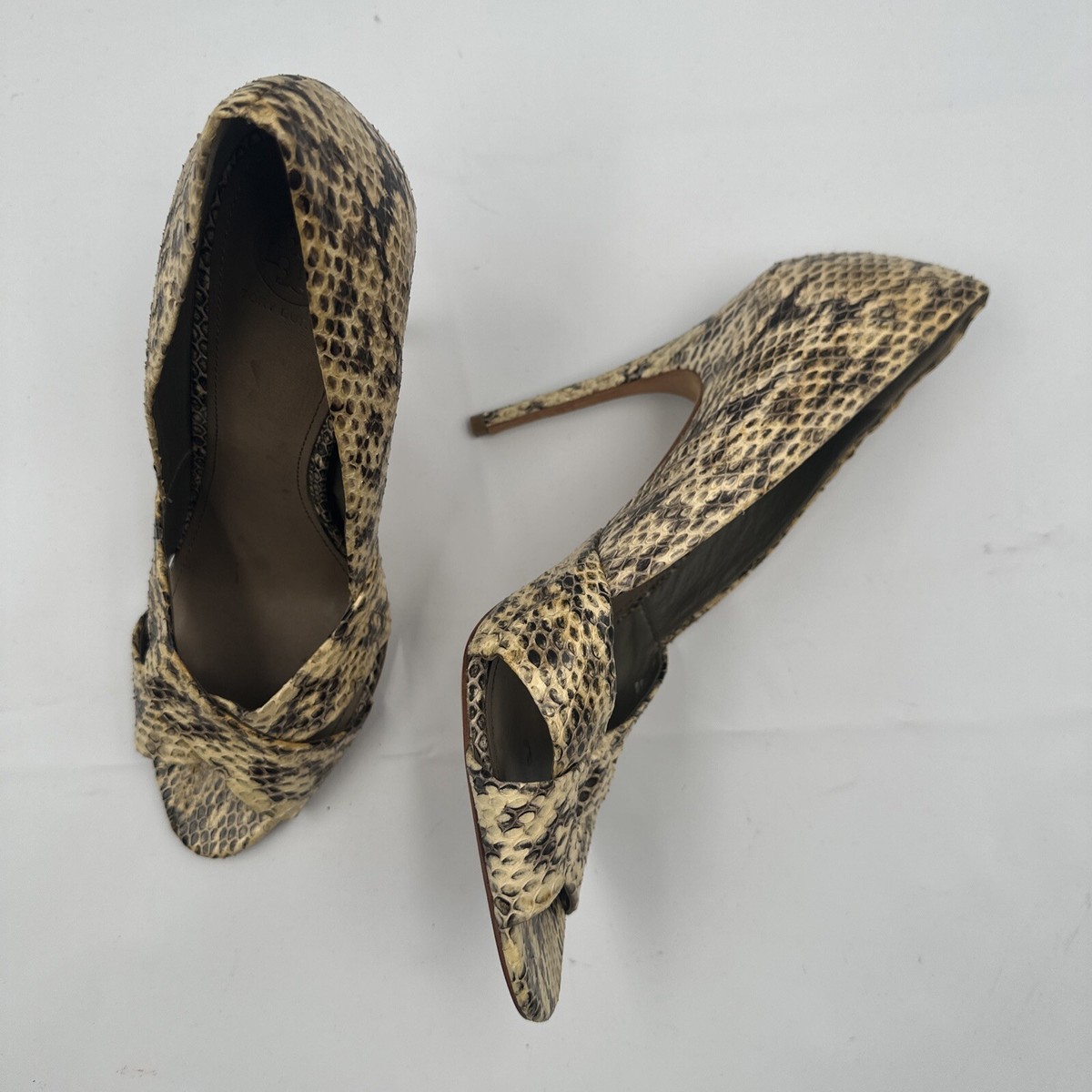 Tory Burch sz 10 pumps Open Toe Snake Leather high Heel Women