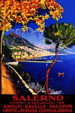 Salerno Amalfi Ravello Italy Ocean Vintage Art Wall Room Poster - POSTER 20x30