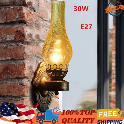 Antique Wall Sconce Light Vintage Loft Rustic Lantern Wall Lamp Fixture Indoor