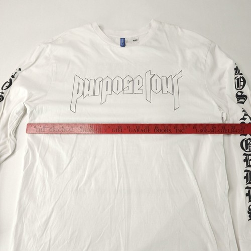 Justin Bieber Purpose Tour T Shirt Mens Large White 2016 Concert Tee HM Y2K - Picture 7 of 9
