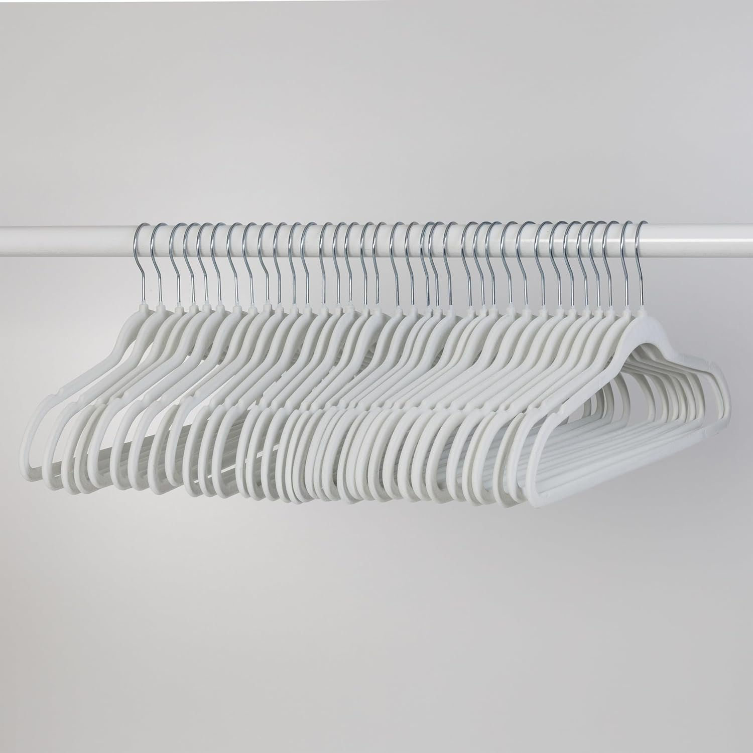 35-Pack Slim Non-Slip Velvet Hangers in White for Space-Saving Wardrobe