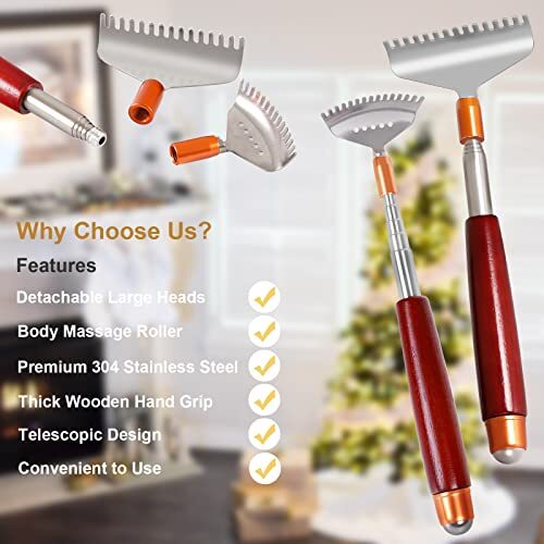 Back Scratcher with Detachable Heads Metal Backscratchers Extendable for Wome... - Picture 3 of 6