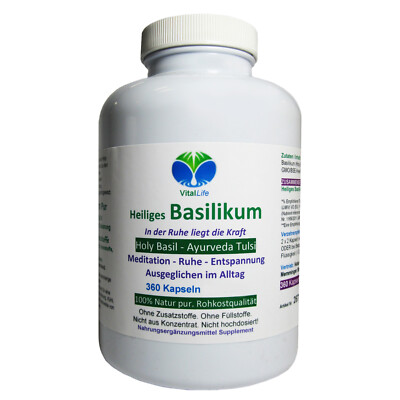 Tulsi Heiliges Indisches Basilikum 360 Kapseln Holy Basil Königskraut Natur Pur