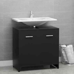 vidaXL 802571 Spanplatte Badezimmerschrank - Schwarz