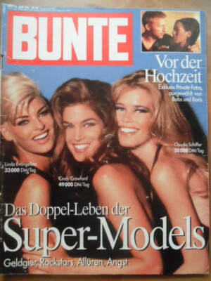 BUNTE 42 - 14.10. 1993 Super-Models Schiffer Crawford Evangelista Jeremy Irons