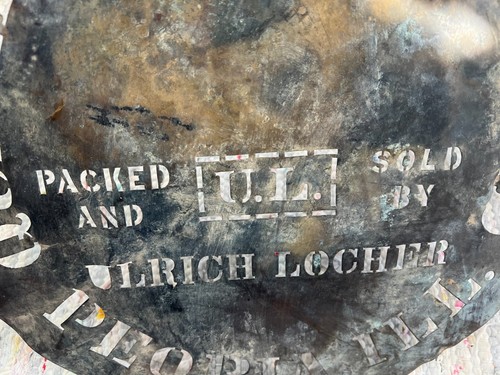 Stencil antico barile ottone Ulrich Locher Peoria Illinois qualità prima marca - Foto 4 di 4