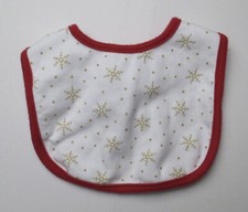 Infant Baby Little Treasures Red White Gold Snowflake Bib