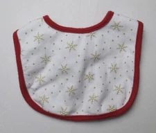Infant Baby Little Treasures Red White Gold Snowflake Bib