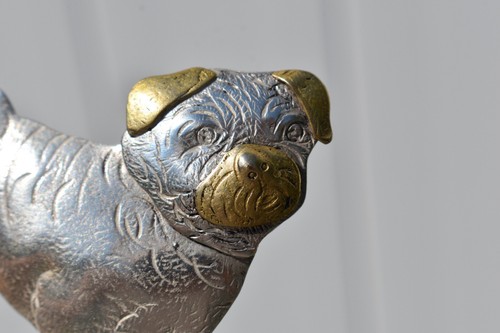 BEAUTIFUL STERLING SILVER AND BRASS PUG DOG BROOCH PIN SIGNED COURTNEY PETERSON - Picture 3 of 7