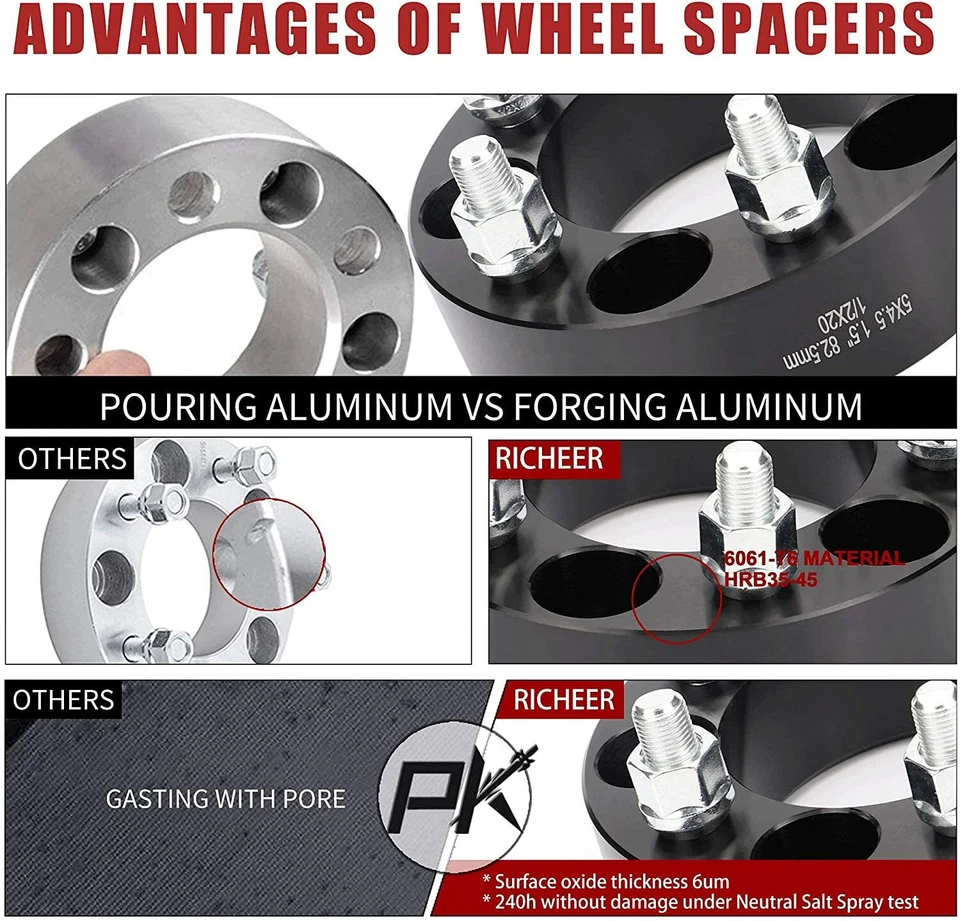 Espaciadores de rueda 4 piezas centrados en el cubo 5x4,5 5x114,3 para Ford Mustang Bronco Ranger Foto 4 de 4