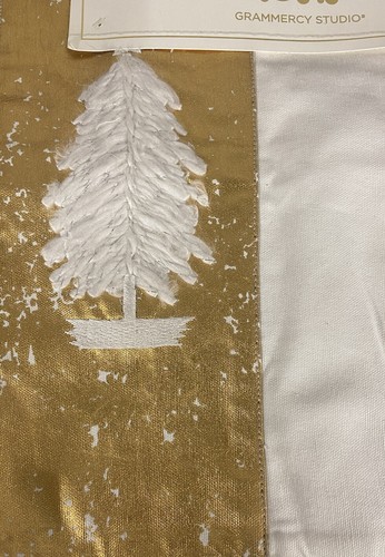 4 tapetes Grammercy Studio Place de oro blanco con árboles de Navidad bordados ~sin usar - Imagen 2 de 5