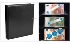 ALBUM RACCOGLITORE PER BANCONOTE CARTAMONETA CON 25 FOGLI NERI A 3 SCOMPARTI
