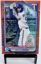 2024 Bowman Chrome Braylin Morel /25 Mojo Orange Refractor 1st #BCP-192 Rangers