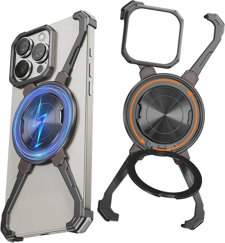 X Shape for iPhone 16 Pro Max Phone Case with Ring Stand,360° Rotatable Magnetic - Picture 1 of 8