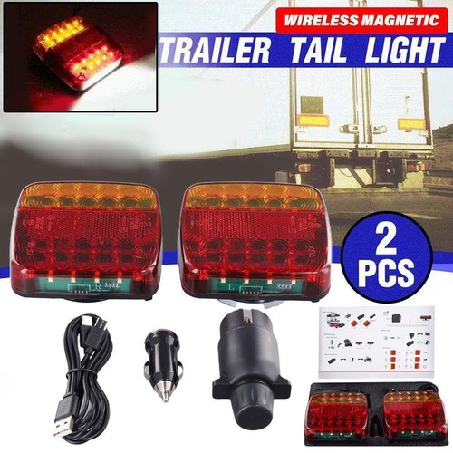 2X Wireless Magnetic LED Truck Tail Light Trailer Rear Light NEW/ Signal U8L4 - Picture 2 of 17