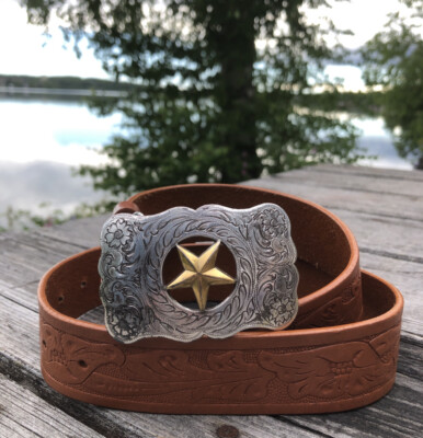 アクセサリー KENFORD EMBOSSED LEATHER BELT PAISLEY Western Wardrobe Embossed Tooled Genuine Leather Belt / Star