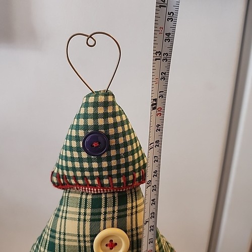13.5" Fabric Patchwork Christmas Tree with Wooden Star Base Hallmark - Picture 12 of 13