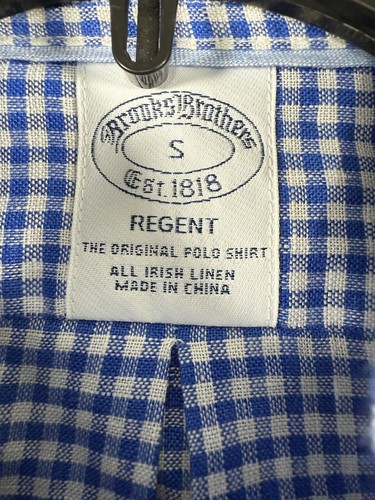 Camisa de guinga Brooks Brothers Regent Baird McNutt de lino irlandés puro para hombre S NUEVA - Imagen 6 de 9