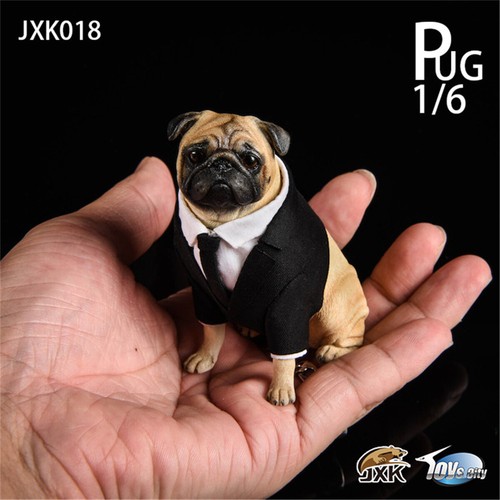 JXK 1/6 Suit Pug Model Dog Pet Animal Figure Collection Decoration Birthday Gift - Picture 5 of 9