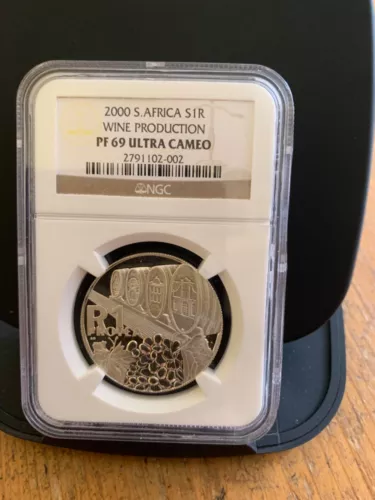 South Africa 2000 Protea Proof Silver Rand. NGC  Wine.