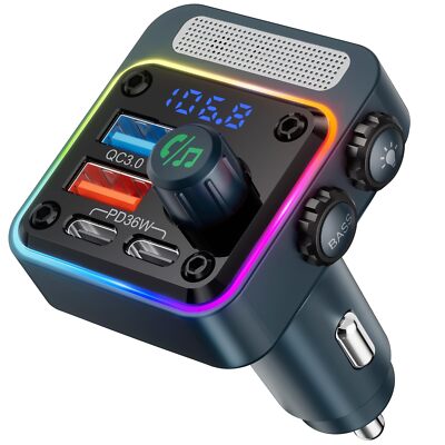 	Nulaxy 54W Bluetooth Car Adapter 4 Charging Ports LED	