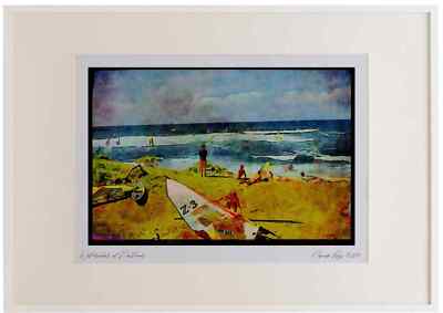 Segeln 339024 Strandübersicht, Maui, Hawaii Aquarell Bilderrahmen limitierte Auflage A2