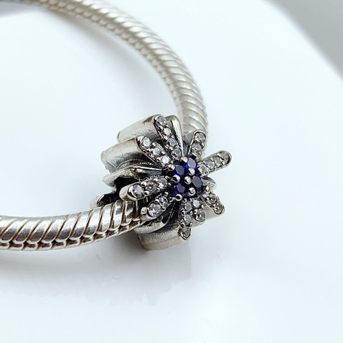 S925 Pandora Charm CZ & Blue Dazzling Crystal Fireworks Bead Charm 797518NCB - Picture 4 of 5