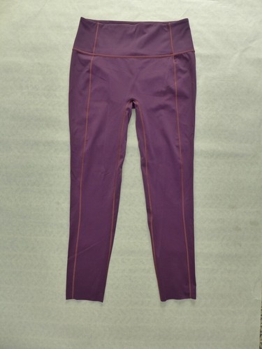 LULULEMON Raw Hem Contrast Seams Burgundy Compression Leggings Size 10 - Picture 3 of 10