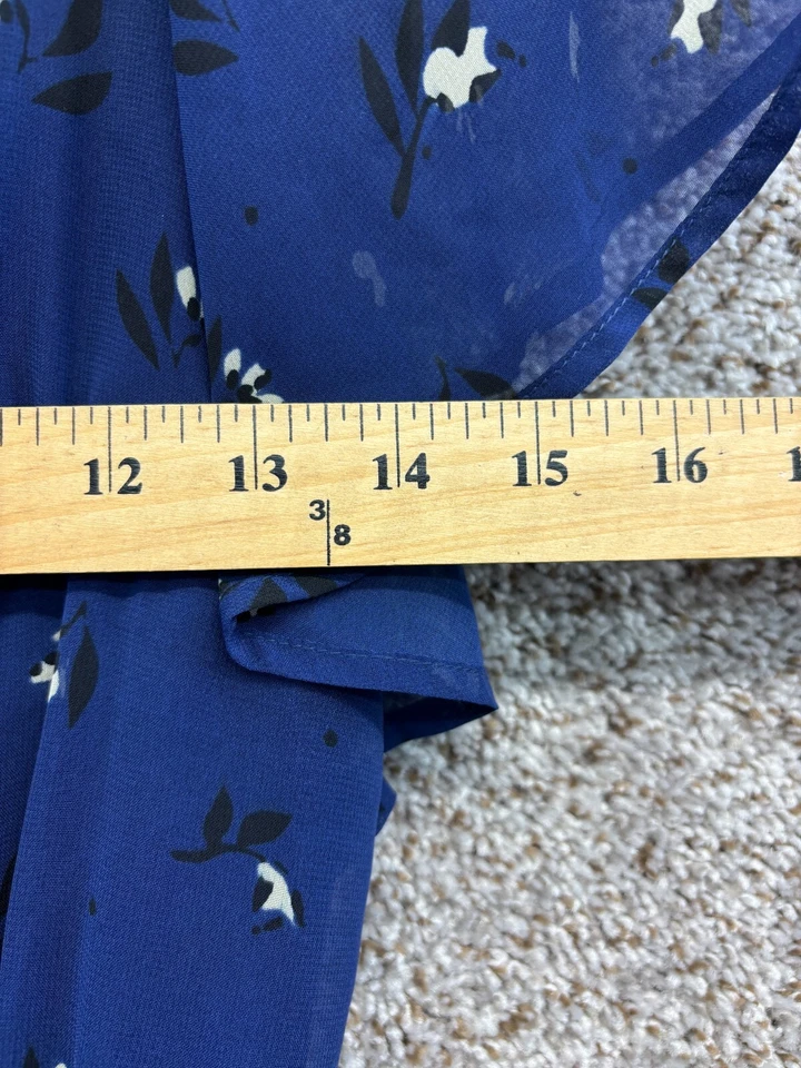 Vestido Forever 21 Ajuste y Acampanado Azul Floral Manga Acampanada Junior Talla S Foto 4 de 4